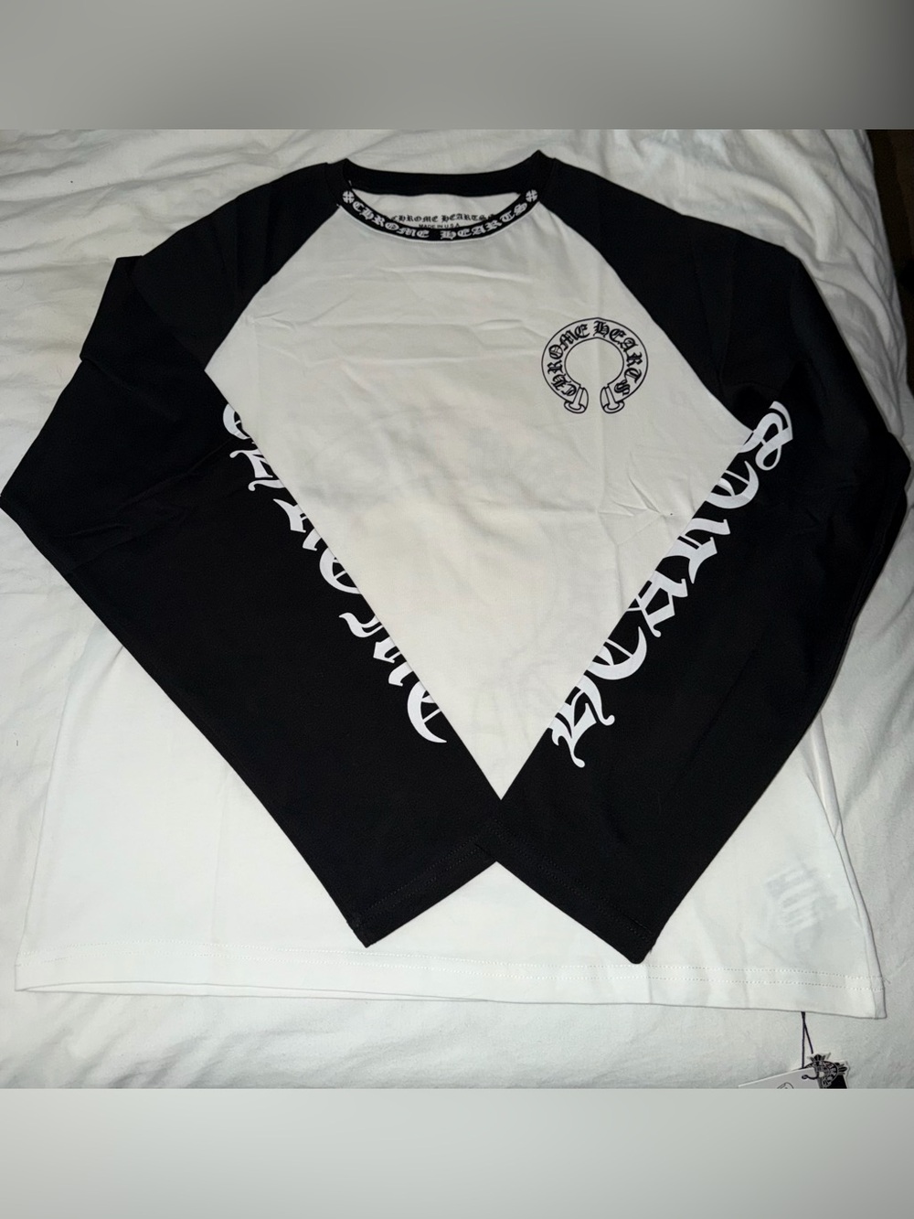 Chrome Hearts Black and White Long Sleeve Raglan Shirt